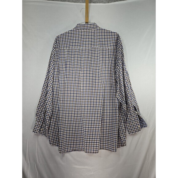 Paul & Shark Yacht Club Ocean Team Blue Brown White Checked Button Down 3X - Picture 8 of 9